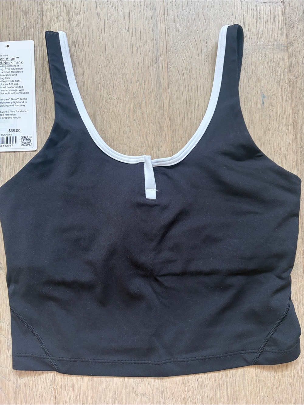 EUC align notched neck tank black/white size 6 lululemon - Picture 3 of 14
